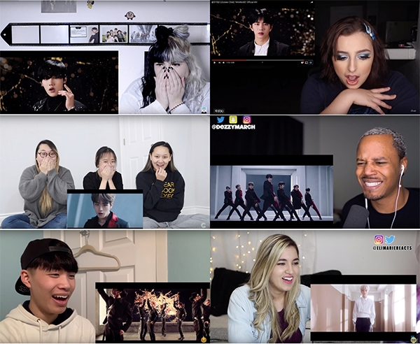 사진=골든차일드의 신곡 '워너비' 리액션 유튜브 영상 갈무리.