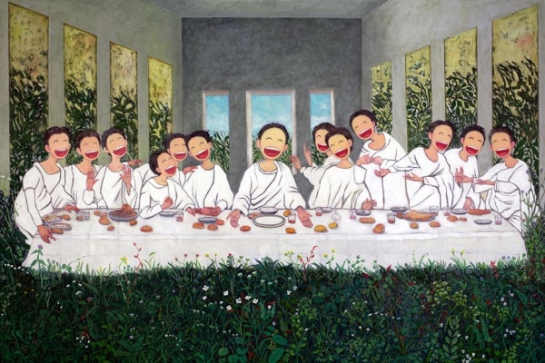 이순구, 웃음꽃-풀밭위에 식사, 193.9x130.3 cm, oil on canvas(2016). 사진=더트리니티