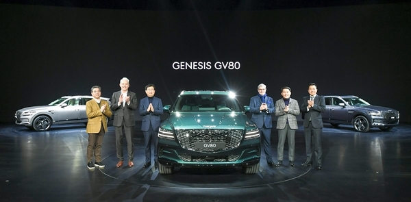 제네시스는 15일 경기도 고양시 킨텍스에서 브랜드 최초의 SUV ‘GV80’ 공식 출시 행사를 가졌다. 사진=현대차 제공