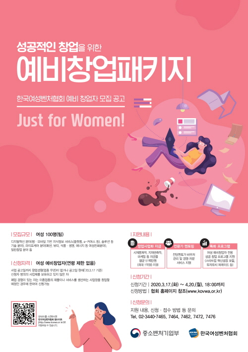 2020년 예비창업패키지 홍보포스터 이미지. 사진=한국여성벤처협회 제공