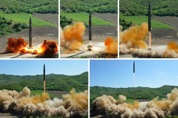 2017년 7월 4일 화성-14형 시험 발사 당시 모습. 사진=연합뉴스