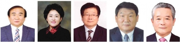 천안 시민의 상 수상자(왼쪽부터 김태협, 조춘자, 정경재,어진선,신성철씨)
