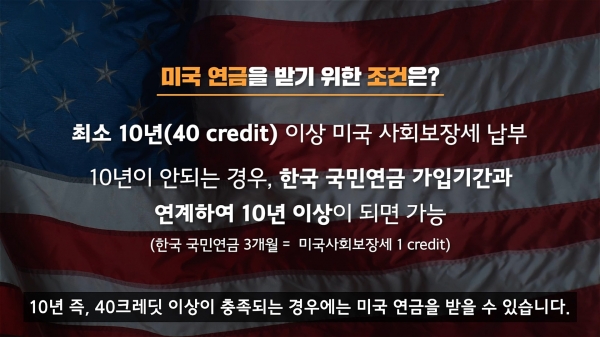 국민연금공단이 공개한 ‘한국-미국 사회보장협정’ 영상에서는 미국연금 수급요건 및 신청 방법 등에 대한 자세한 정보를 얻을 수 있다. (사진제공=국민연금공단)