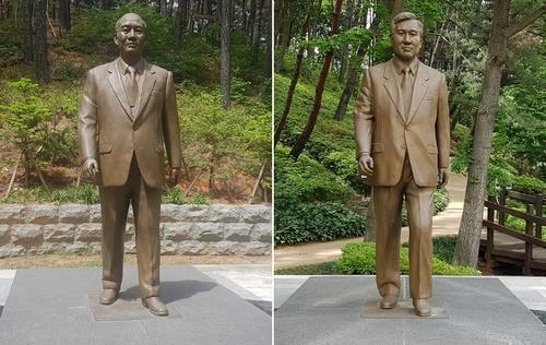 청남대에 있는 전두환(왼쪽)·노태우 전 대통령 동상. 사진=연합뉴스