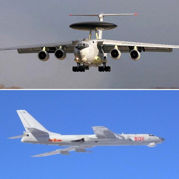 러시아 A-50 조기경보통제기(사진 위)와 중국 H-6 폭격기. 사진=연합뉴스