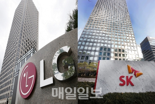 배터리 소송전을 펼치고 있는 LG그룹(LG에너지솔루션)과 SK그룹(SK이노베이션) 본사 모습. 사진=매일일보