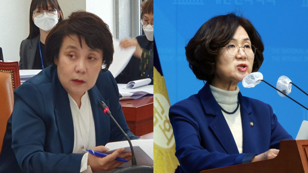 정춘숙(왼쪽)·권인숙 더물어민주당 국회의원. 사진=연합뉴스