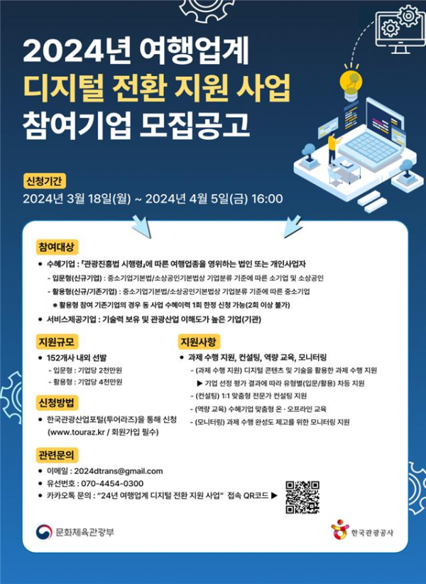 여행업계 디지털 전환 지원 사업 공모 포스터. 사진=한국관광공사